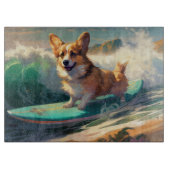 Corgi strand surfen schilderij snijplank (Voorkant)