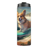 Corgi strand surfen schilderij thermosbeker (Voorkant)