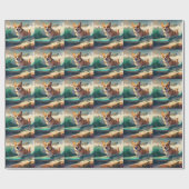 Corgi Strand Surfing Schilderij Cadeaupapier (Vlak)