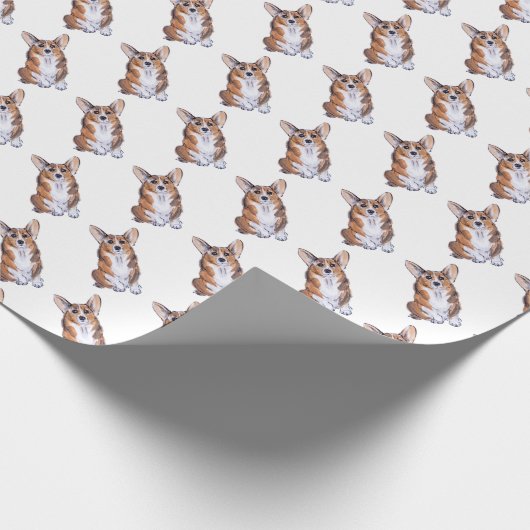 Corgi sumie waterverf patroon cadeaupapier (Hoek)