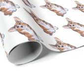 Corgi sumie waterverf patroon cadeaupapier (Rol Hoek)