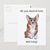 Corgi sumie waterverf schilderij briefkaart (Voorkant / Achterkant)