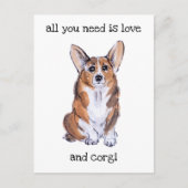 Corgi sumie waterverf schilderij briefkaart (Voorkant)
