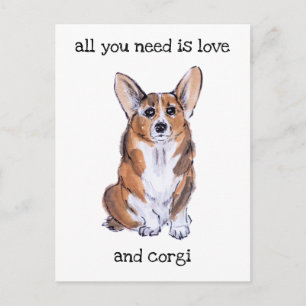 Corgi sumie waterverf schilderij briefkaart