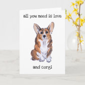 Corgi sumie waterverf schilderij kaart (Gele Bloem)