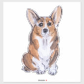 Corgi sumie waterverf schilderij sticker (Vel)