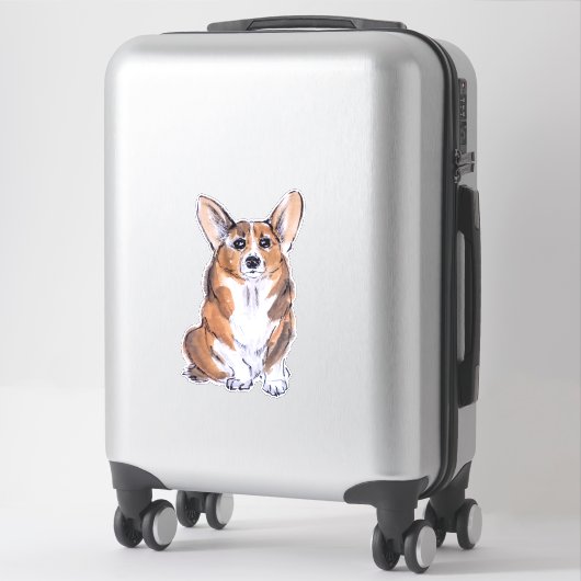 Corgi sumie waterverf schilderij sticker (Koffer)