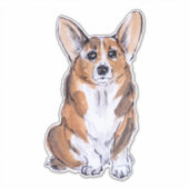 Corgi sumie waterverf schilderij sticker (Voorkant)