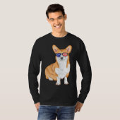 Corgi Sunbril American Flag Dog T-shirt (Voorkant volledig)