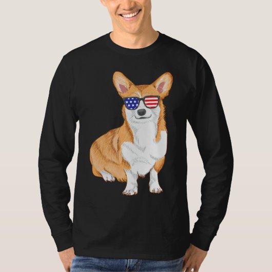 Corgi Sunbril American Flag Dog T-shirt (Voorkant)