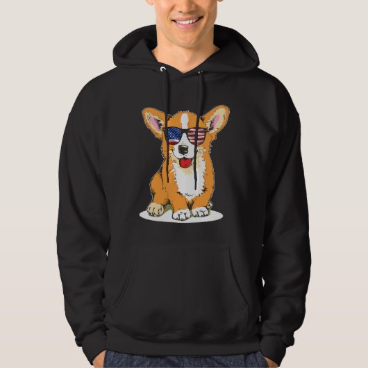 Corgi Sunbril Merica Vlag de juli Patriotic Hoodie (Voorkant)