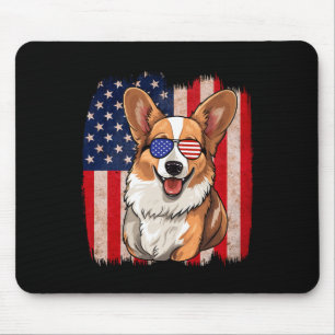 Corgi Sungles Amerikaanse vlag USA Patriottisch 4e Muismat