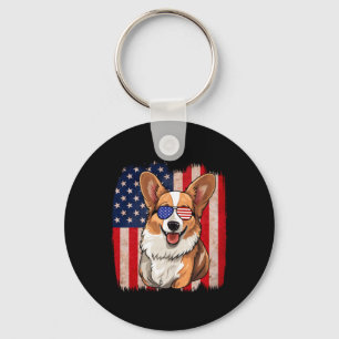 Corgi Sungles Amerikaanse vlag USA Patriottisch 4e Sleutelhanger
