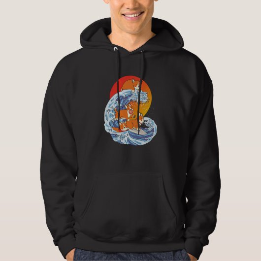 Corgi Surfer Surfing Surf Board Corgi  1 Hoodie (Voorkant)
