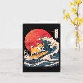 Corgi Surfing Japanese Wave Kaart (Gele Bloem)