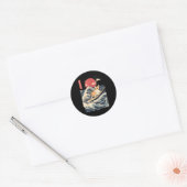 Corgi Surfing Japanese Wave Ronde Sticker (Envelop)