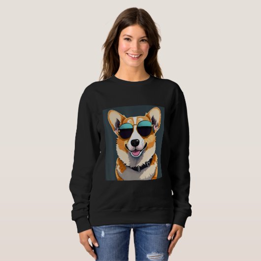 Corgi tees Corgi dog wearing sunglasses (Voorkant volledig)
