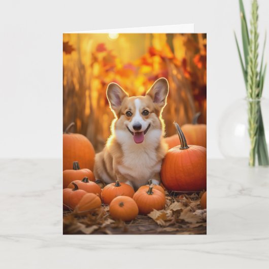 Corgi-Thanksgiving Feestdagen Kaart (Voorkant)