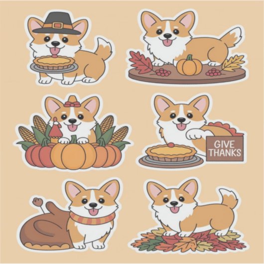Corgi Thanksgiving Sticker (Voorkant)