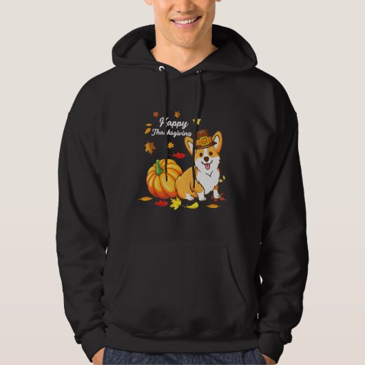 Corgi-Thanksgiving voor hond 550 Hoodie (Voorkant)