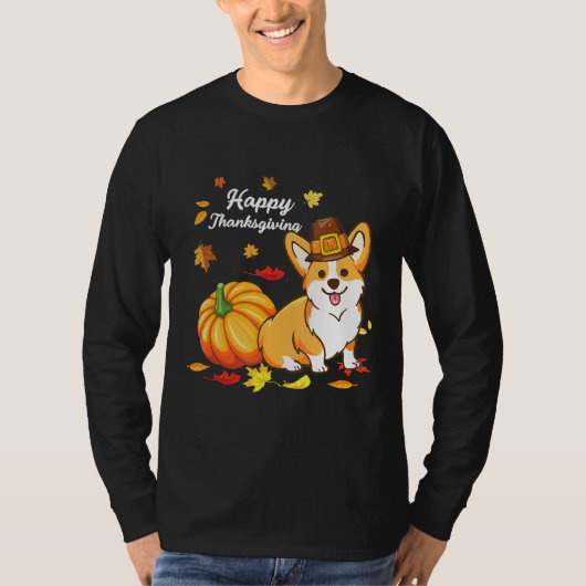 Corgi-Thanksgiving voor hond 550 T-shirt (Voorkant)