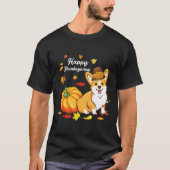 Corgi-Thanksgiving voor hond 550 T-shirt (Voorkant)