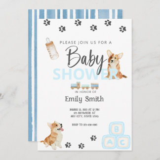 Corgi Thema Baby shower Uitnodiging