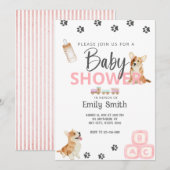 Corgi Thema Baby shower Uitnodiging (Voorkant / Achterkant)