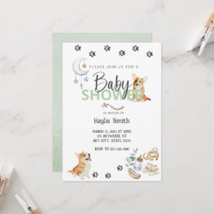 Corgi Thema Baby shower Uitnodiging