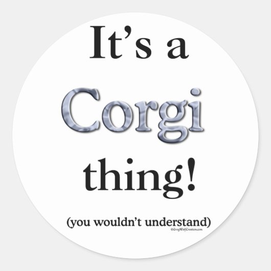 Corgi Thing Ronde Sticker (Voorkant)