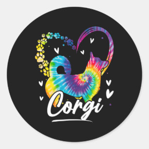 Corgi Tie Dye Rainbow Hondenliefhebber Gift Ronde Sticker