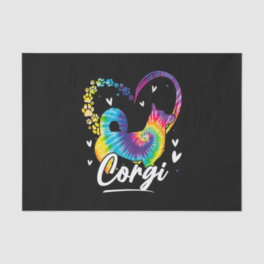 Corgi Tie Dye Rainbow Hondenliefhebber Gift Tissuepapier (Voorkant)