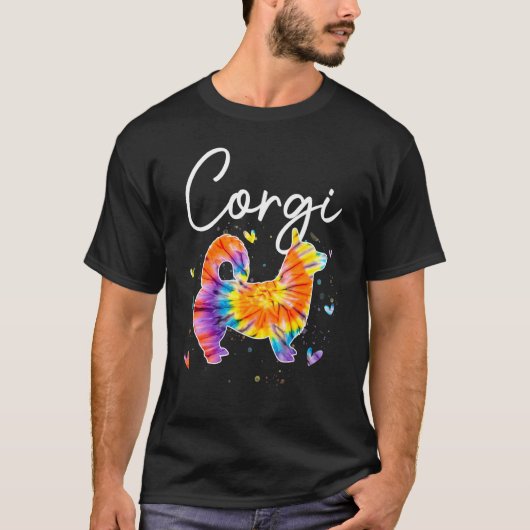 Corgi Tie Dye Regenboog Hond T-shirt (Voorkant)