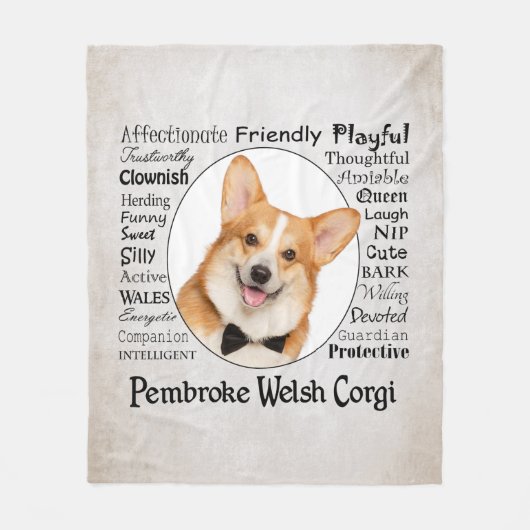 Corgi Traits Fleece Deken (Voorkant)