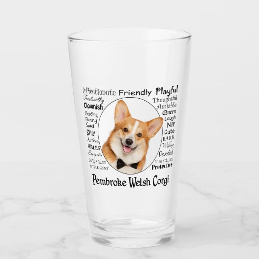 Corgi Traits Glass Tumbler (Voorkant)