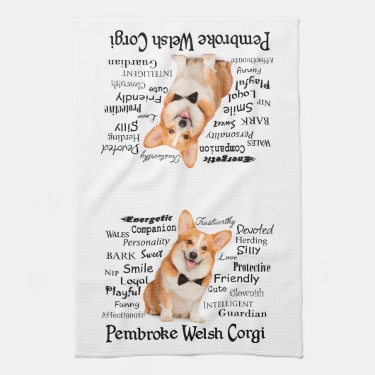 Corgi Traits keukenhanddoek (Verticaal)