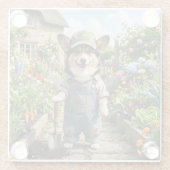 Corgi Tuinman Glazen Onderzetter (Achterkant)