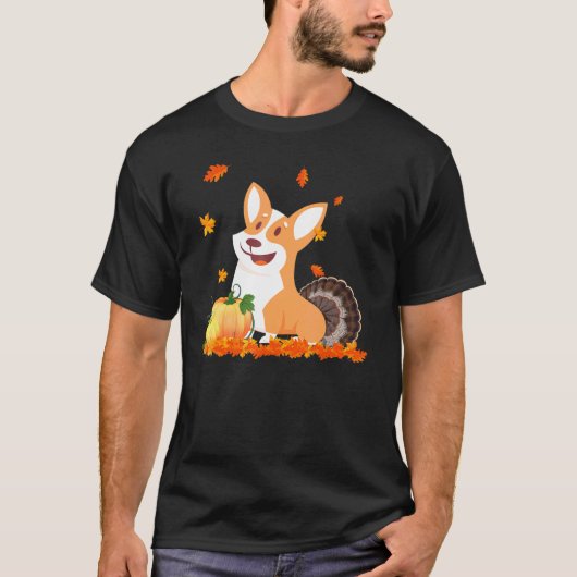 Corgi Turkije Kostuum Thanksgiving T-shirt (Voorkant)