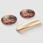 Corgi tussen herfstbladeren inspireert handwaaier (Niet-gemonteerd)