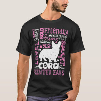 Corgi Typography Word Art Dog Tee T-shirt