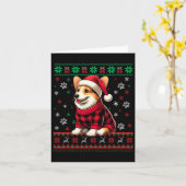 Corgi Ugly Christmas Funny Santa Hat Buffalo Plaid Kaart (Gele Bloem)