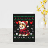 Corgi Ugly Funny Buffalo Plaid Santa Hat Kerstmis Kaart (Gele Bloem)