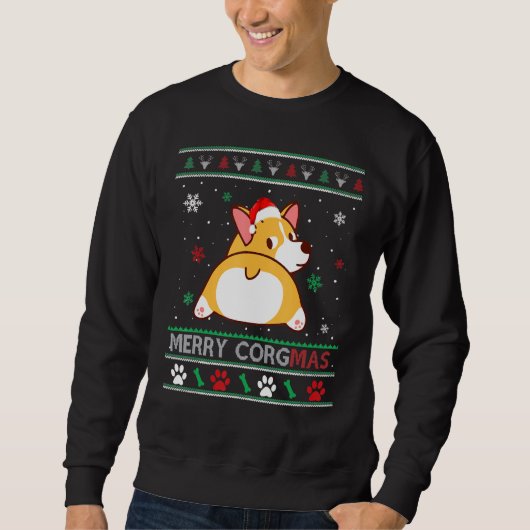 Corgi Ugly KerstSweater Merry Corgmas Corgi Trui (Voorkant)