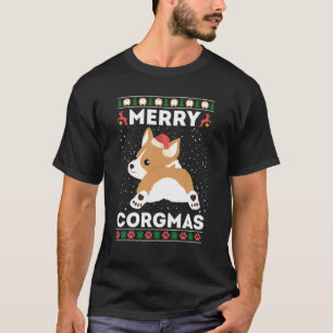 Corgi Ugly KerstSweater Merry Corgmas Santa C T-shirt