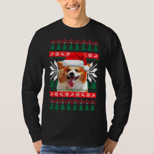 Corgi Ugly KerstSweater Style Santa Hat Pembr T-shirt
