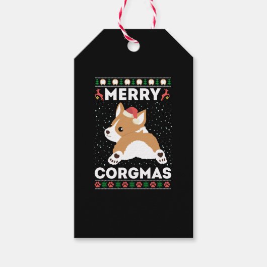 Corgi Ugly Pull Corgmas Santa Corgi Cadeaulabel (Voorkant)