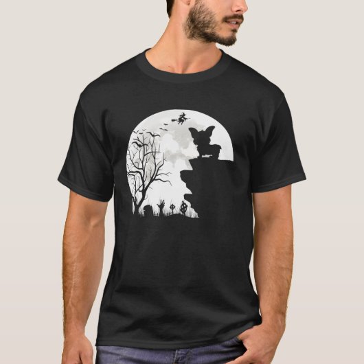 Corgi Under Moon Halloween Dog T-shirt (Voorkant)