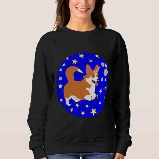 Corgi unicorn bubles en sterren actief trui (Voorkant)