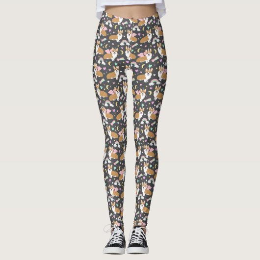 Corgi Unicorn Pastel Leggings - grijs (Voorkant)