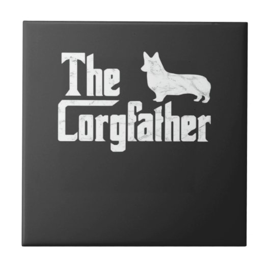 Corgi Vader de Corgfather Grappige Corgi Liefhebbe Tegeltje (Voorkant)